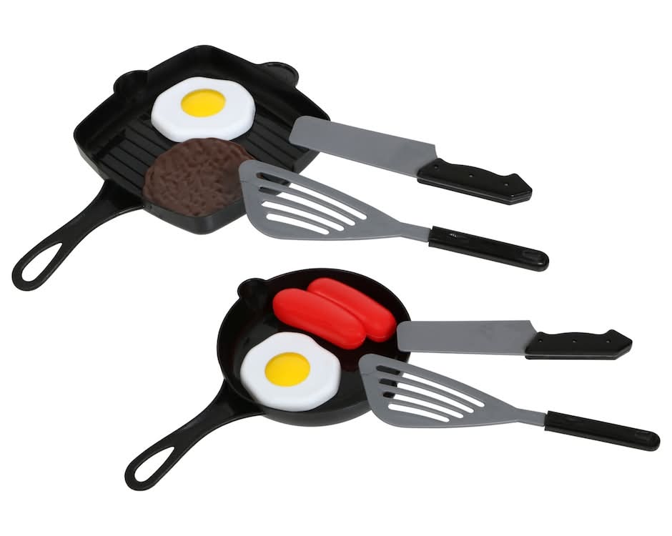Plastic Frying Pan & Food Toy Sets (6 ct)