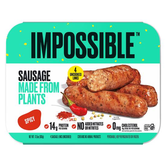 Impossible Uncooked Spicy Sausage Links Made From Plants