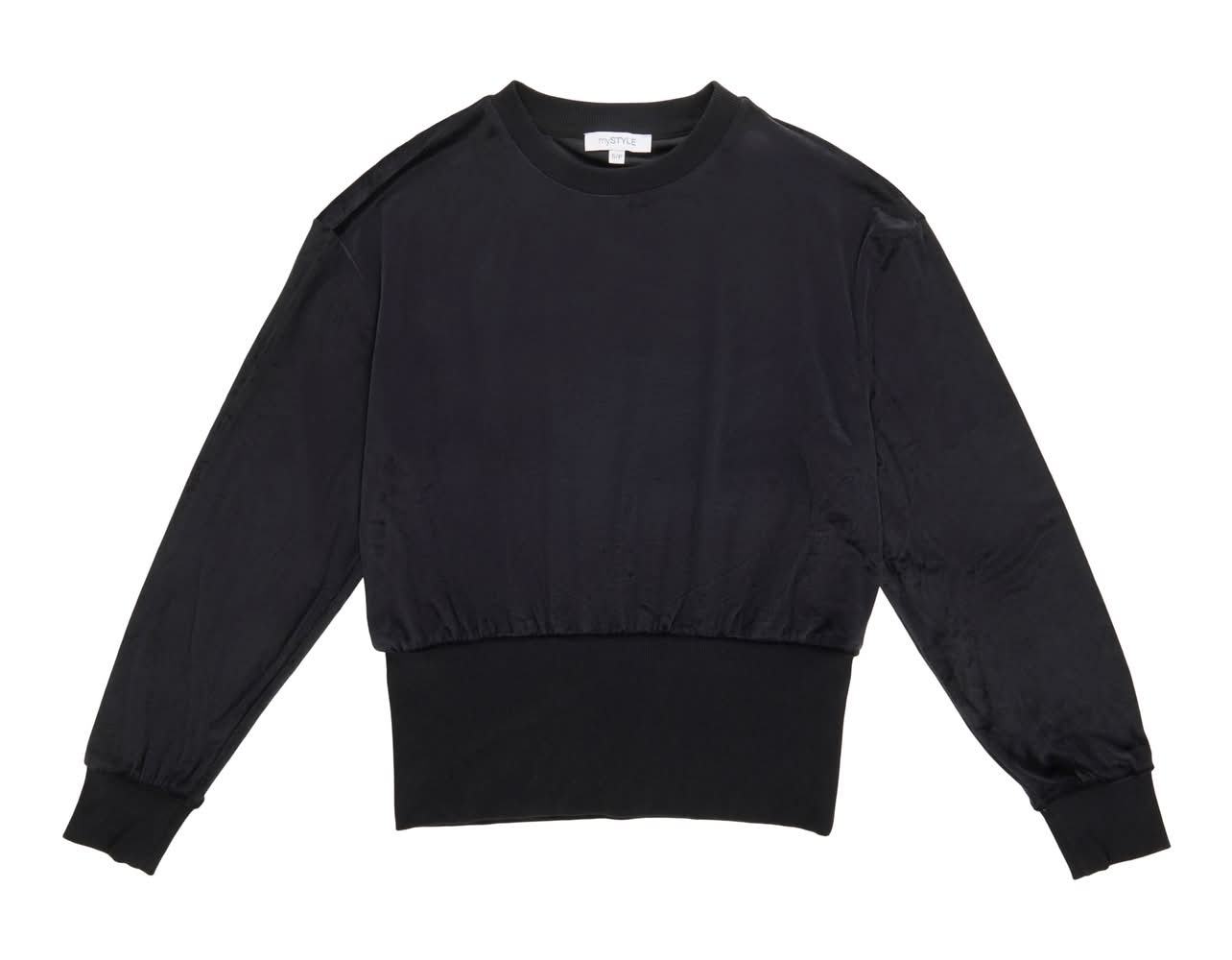 mySTYLE Women's Velour Crew Neck Top (M, Anthracite)