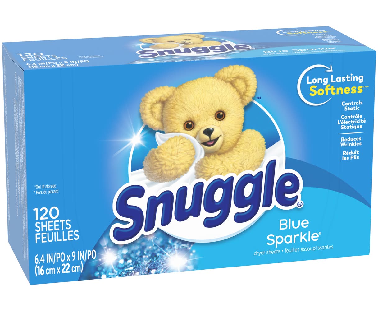 Snuggle Blue Sparkle Dryer Sheets, 6.4x9 in (0.7 lbs, 120 ct)