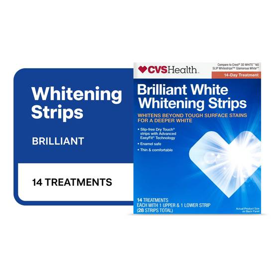 CVS Health Brilliant White Whitening Strips, 14 Treatments