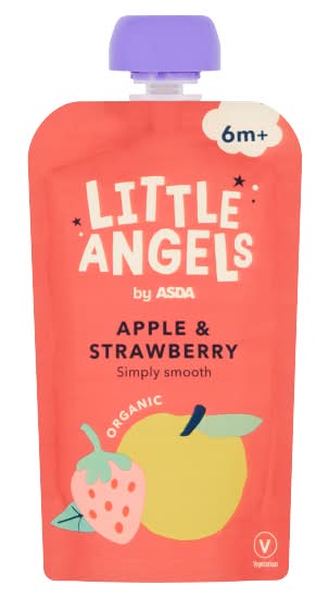 ASDA Apple - Strawberry, Little Angels 6+ Months Organic Baby Food (120g)
