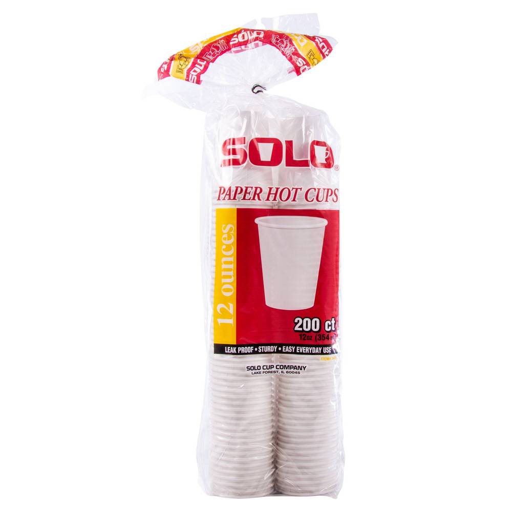 Solo Paper Hot Cups, 12 oz, 200-count