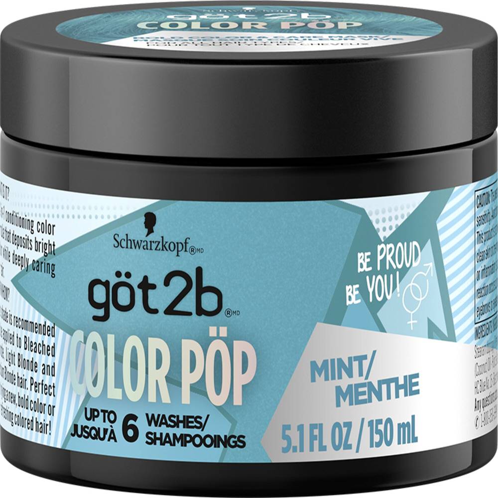 Got2b Color Pop Semi-Permanent Hair Color Mask, Mint, 5.1 oz