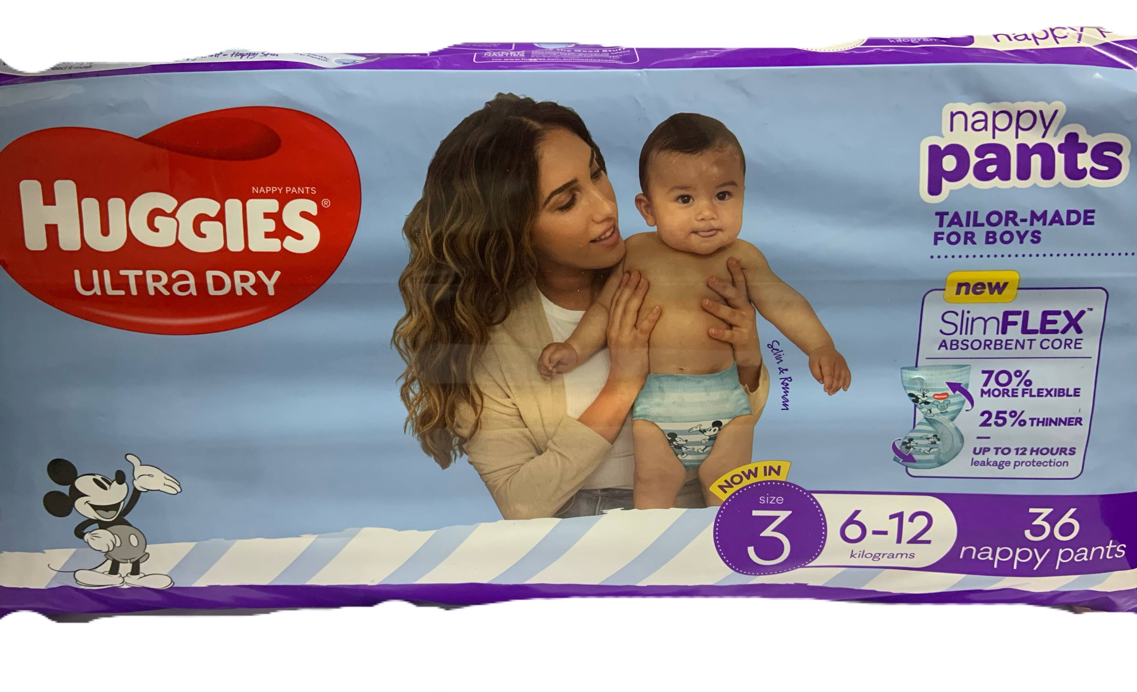 Huggies Ultra Dry Nappies Boys Size 3 (6-12Kg) 36 Nappies