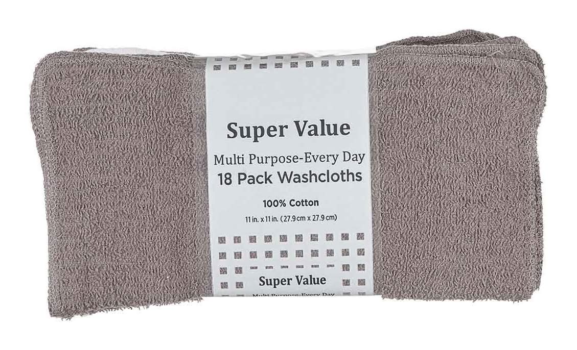 Comfort Bay Super Value Multi Purpose Washcloths, 11x11 in, Assorted (18 ct)