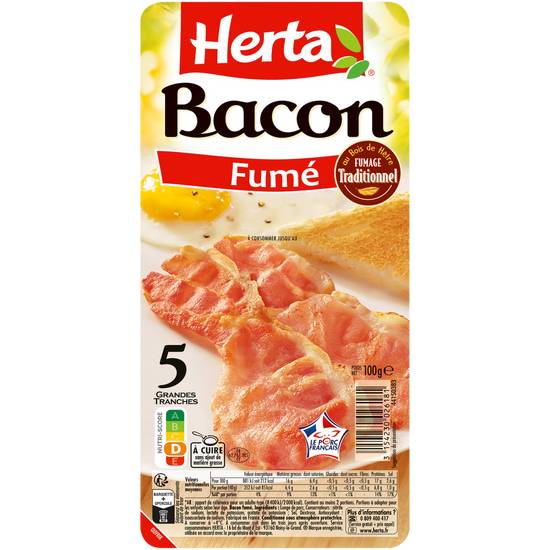 Herta - Bacon fumé grandes tranches (5 pièces)