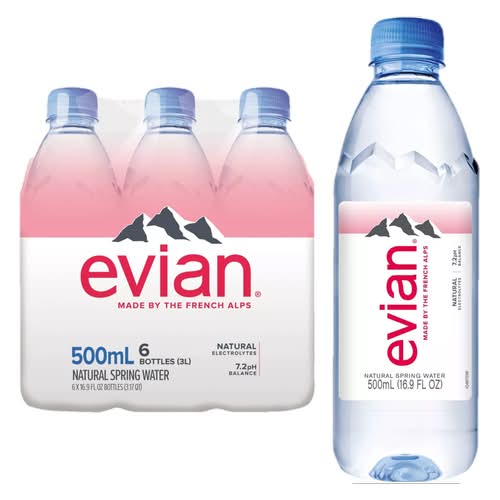 Evian Natural Spring Water 6pk 16.9oz Btl