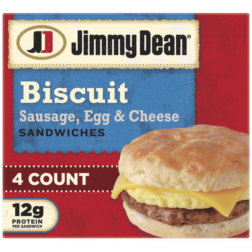 Jimmy Dean Biscuit Sausage, Egg & Cheese Sandwiches (18 oz, 4 ct)