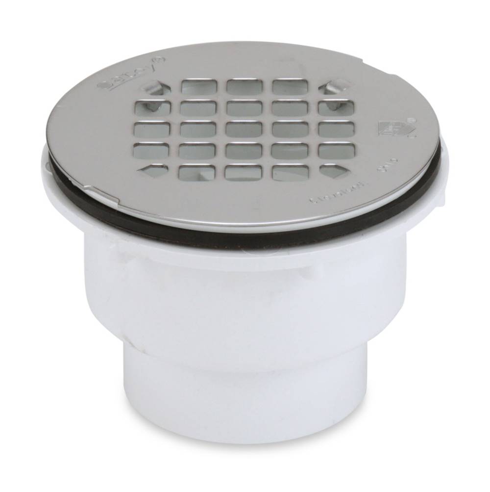 Oatey 2-in PVC Shower Drain with Round Stainless Steel Strainer | 420454