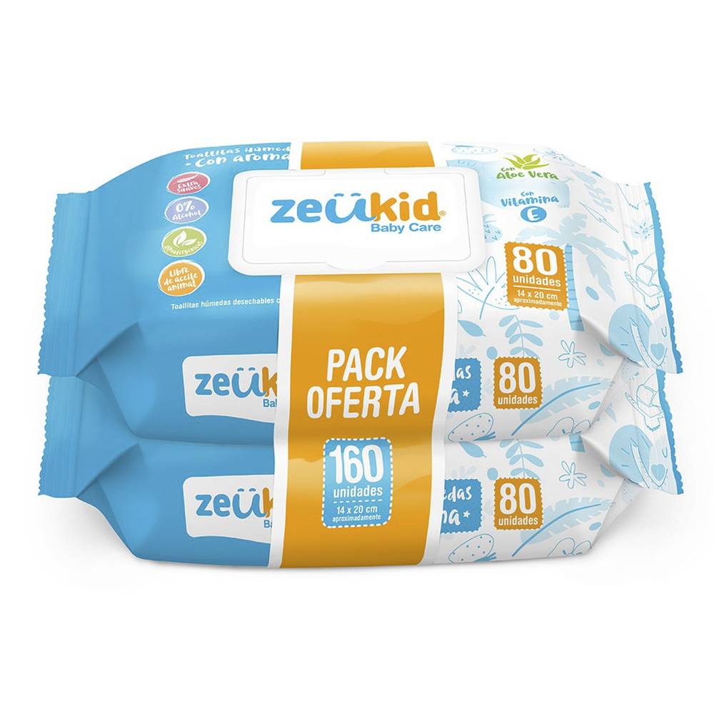 Zeukid pack toallitas húmedas con aroma (2 x 80 u c/u)