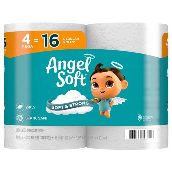 Angel Soft Unscented Bathroom Tissue Toilet Paper (9.6 cm x 10.1 cm)