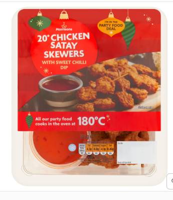 Morrisons Chicken Satay Skewers With Sweet Chilli Dip (20 pack)