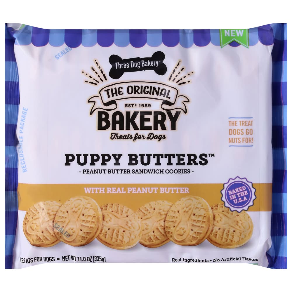 Three Dog Bakery Puppy Butters Dog Treats, Real Peanut Butter (11.8 oz)