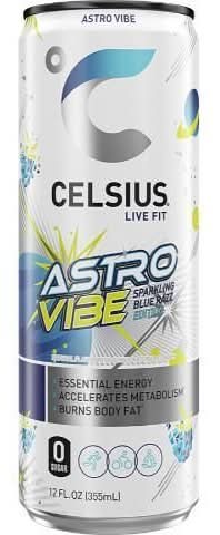 Celsius Astro Vibe Sparkling Energy Drink, Blue Razz (12 fl oz)