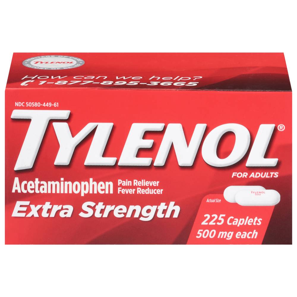 Tylenol For Adults Extra Strength Acetaminophen 500 mg Caplets (6.7 oz)