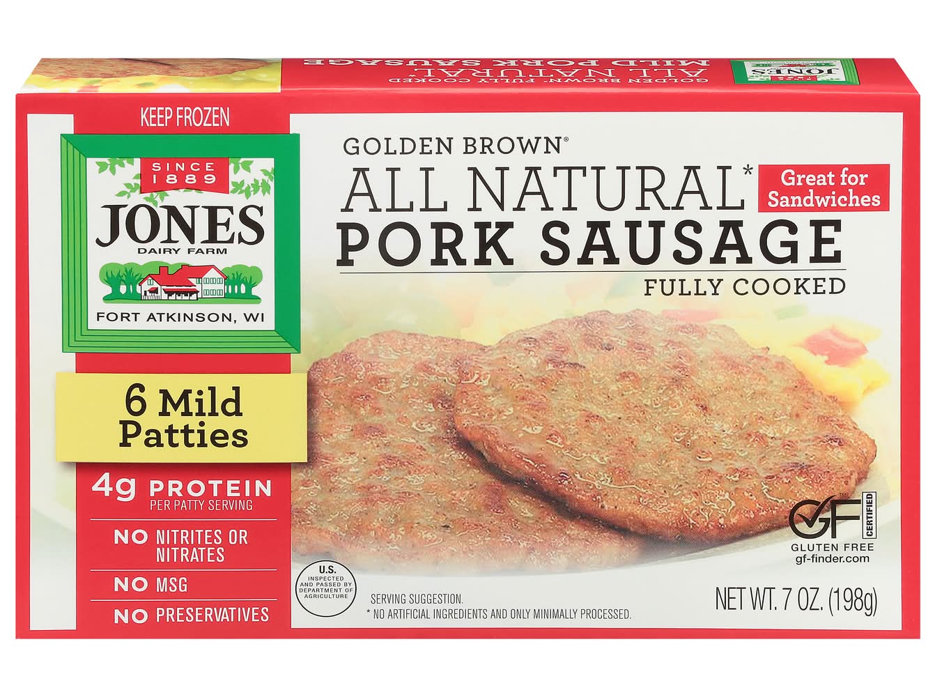 Jones Dairy Farm Mild Pork Sausage Patties (7 oz, 6 ct)