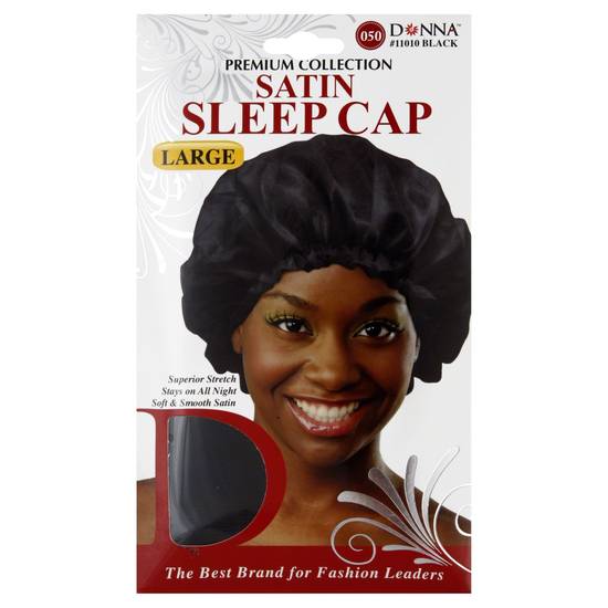 Donna Satin Sleep Cap Black Large (1 ct)