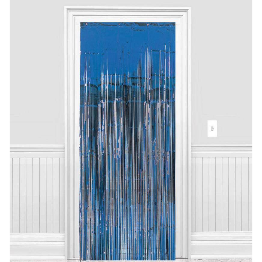 Party City Royal Blue Foil Fringe Doorway Curtain (unisex/3ft x 8ft/royal/blue)