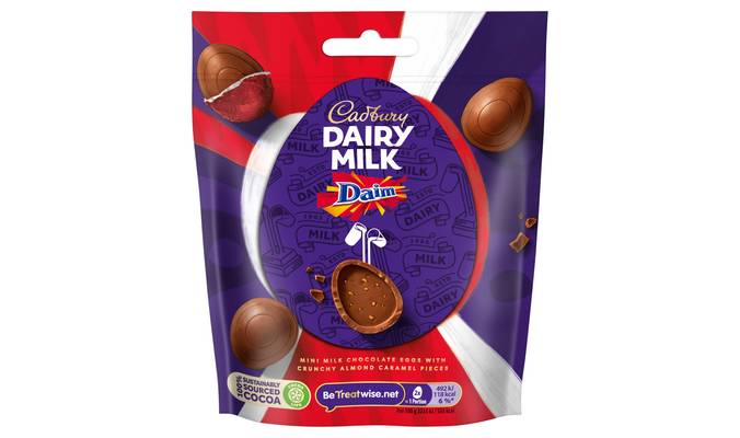 Cadbury Dairy Milk Miniature Daim Chocolate Easter Egg Bag 77g