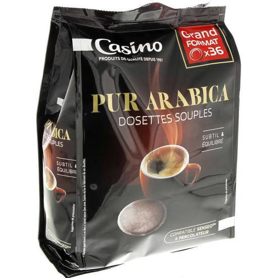 Casino pur arabica 36 dosettes souples maxi format café 250 g