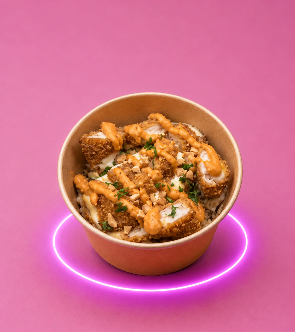 CROUSTY POULET  SAUCE ALGERIENNE RIZ 3 SAVEURS