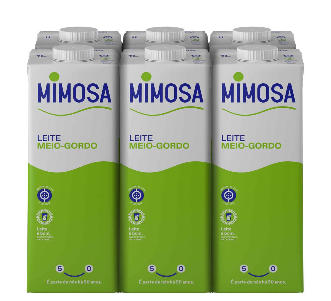 Leite UHT Meio Gordo Bem Essencial Mimosa (emb. 6 x 1 lt)