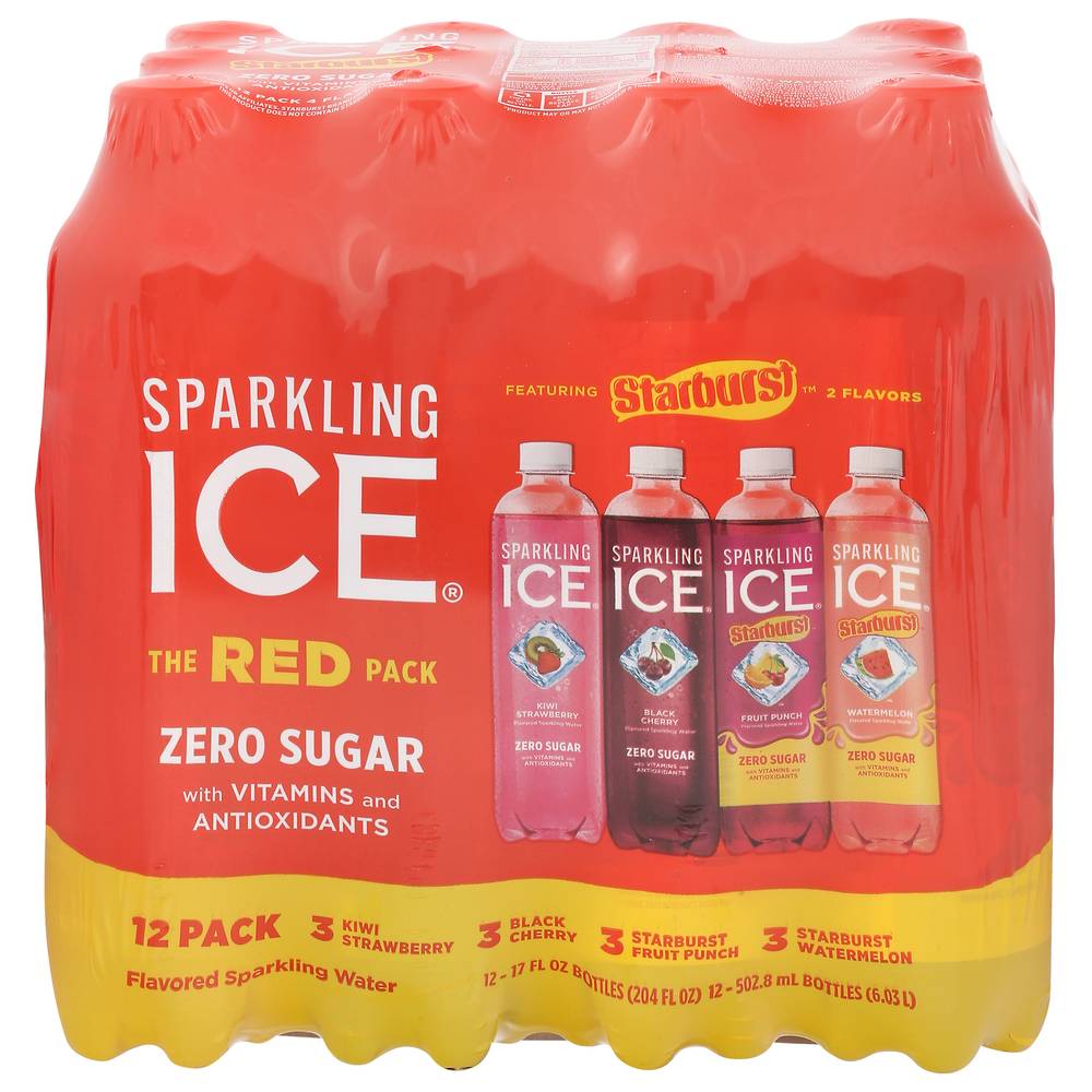 Sparkling Ice Spiked Starburst Zero Sugar Flavored Sparkling Water, Assorted (1.1 lbs, 12 ct)