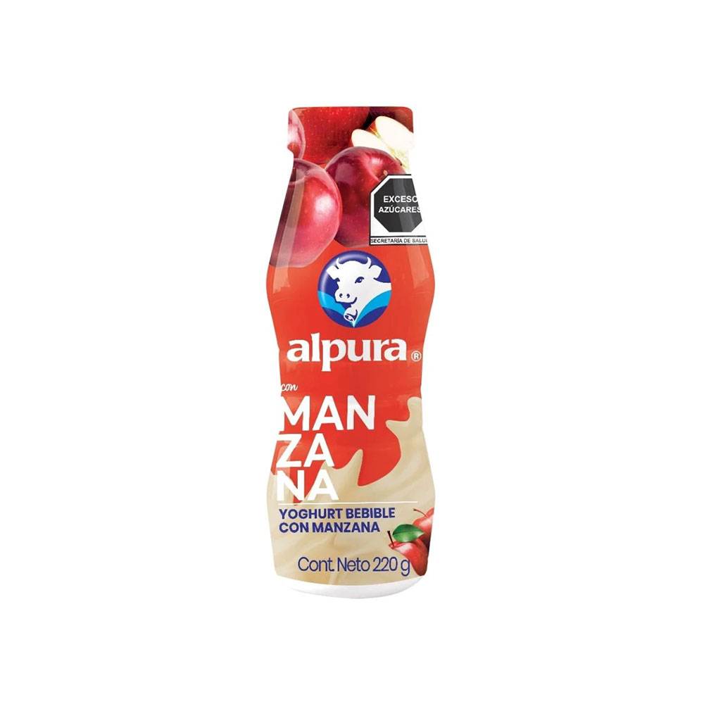 Alpura yoghurt bebible sabor manzana (botella 220 g)