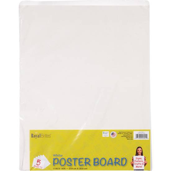 RoyalBrites Poster Board 11x14" White 5-Pack