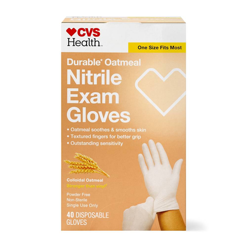 Cvs Health Oatmeal Nitrile Exam Gloves, 40 Ct