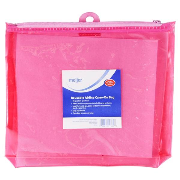 Meijer 1 Quart Travel Colored Reusable Airline Carry-On Bag, 1 ct