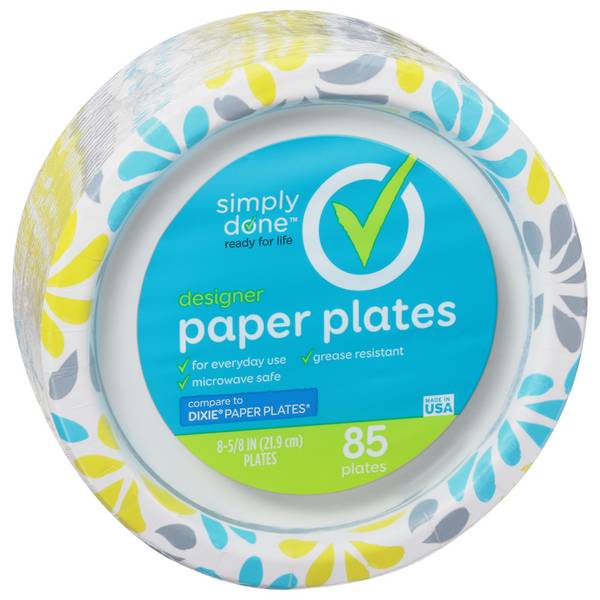 Simply Done Designer Paper Plates, 8-5/8'' (85 ct)