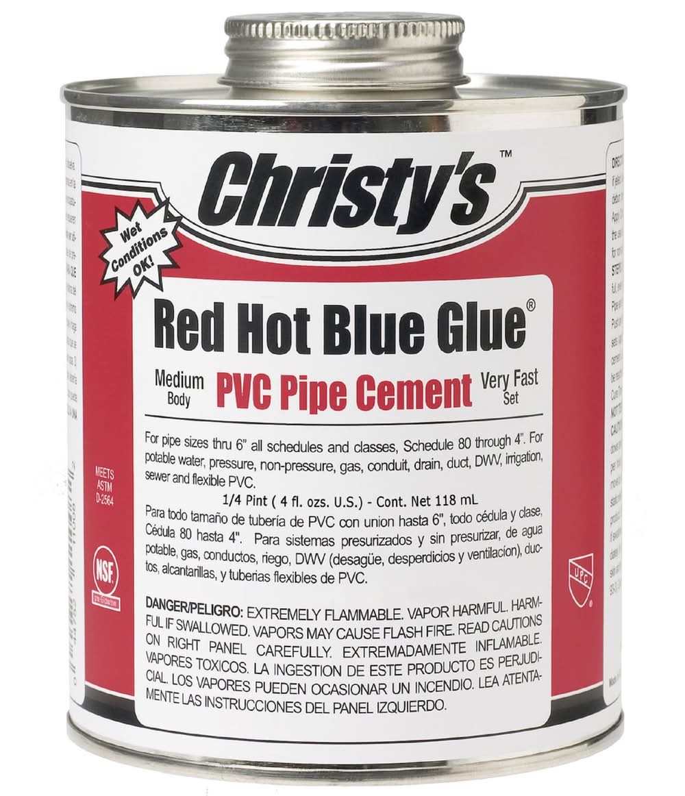 Christy'S Red Hot Blue Glue Blue Cement For Pvc 4 Oz