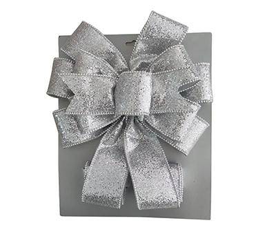 Silver Glitter Mesh & Bead Tree Topper Bow