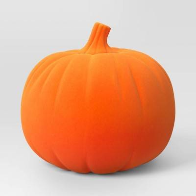 Plastic Flocked Pumpkin Neon Orange Halloween Decorative Figurine - Hyde & EEK! Boutique™