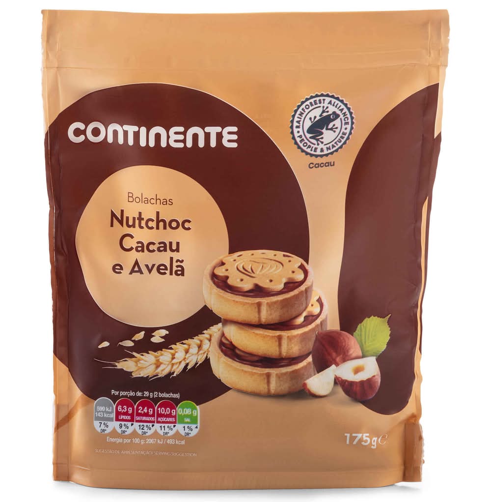 Bolachas Recheadas Nutchoc Cacau e Avelã Continente (emb. 175 gr)
