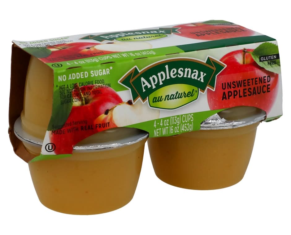 Applesnax Gluten-Free Unsweetened Applesauce (4 x 4 oz)