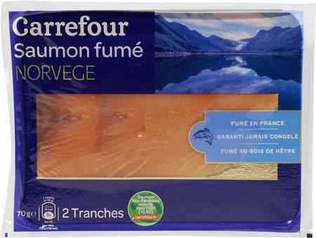 Saumon fumé de Norvège FILIERE QUALITE CARREFOUR - La barquette de 2 tranches - 70 g