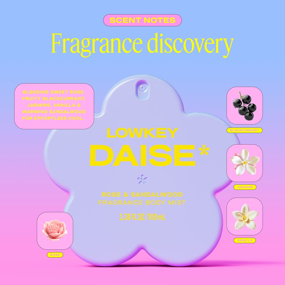 DAISE Lowkey Fragrance Women's Body Mist, Rose-Sandalwood (3.38 fl oz)