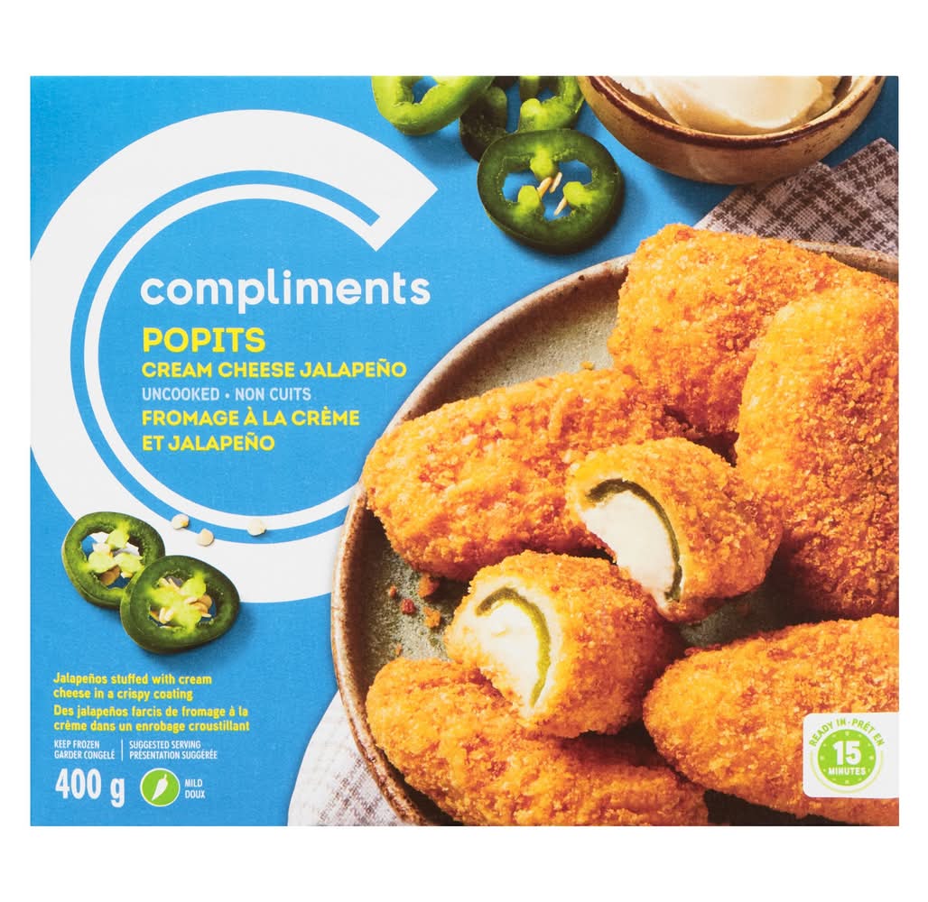 Compliments Frozen Popits Cream Cheese Stuffed Jalapeños (400 g)