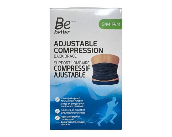 Be Better · Adjustable compression back brace S/M (1 unit)