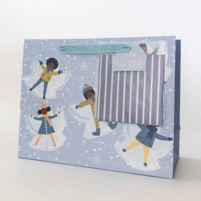 Soular Powered Christmas Gift Bag Large with Tissue Snow Angels