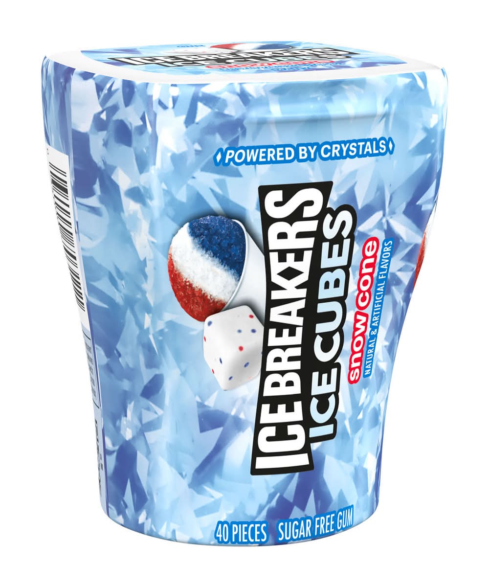 Ice Breakers Flavored Ice Cube Chewing Gum Bottle pack, Snow Cone (3.24 oz, 40 ct)