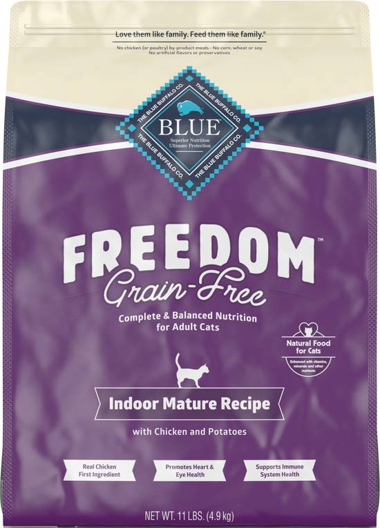 Blue Buffalo Freedom Grain-Free Indoor Mature Recipe With Chicken and Potatoes Dry Cat Food