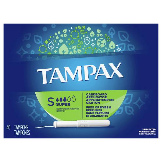 Tampax Cardboard Unscented Super Absorbency Tampons (40 ct)