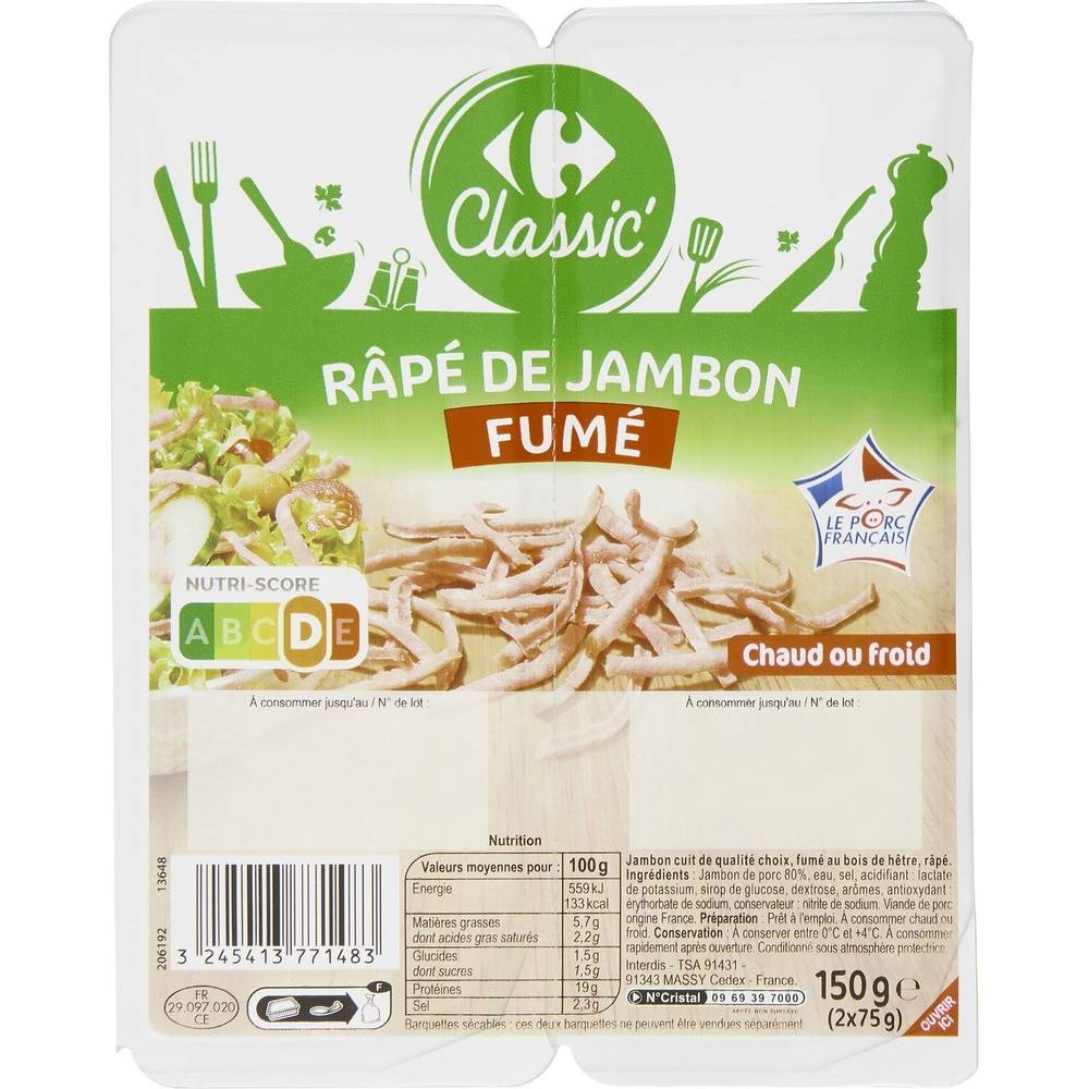 Carrefour Classic' - Râpé de jambon fumé (2 pièces)