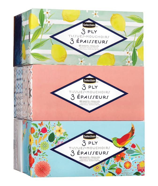 Selection mouchoirs en papier 3 épaisseurs - 3 ply facial tissues (6 pièces) (8.26x7.36 in)