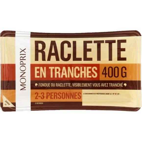 Monoprix Fromage A Raclettes En Tranche La Barquette De 400G