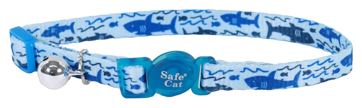 Coastal Safe Cat Fashion Blue Shark Adjustable Breakaway Cat Collar, 1 ea